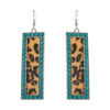 Wholesale European and American Cross-Border Western Style Diamond-Encrusted Pink Turquoise Sequin Leopard Print Leather Earrings New Retro Elegant Earrings for Women