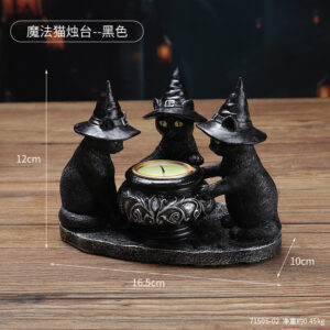 7150s-02 magic cat candle holder--black (excluding tealight) / As shown in the figure