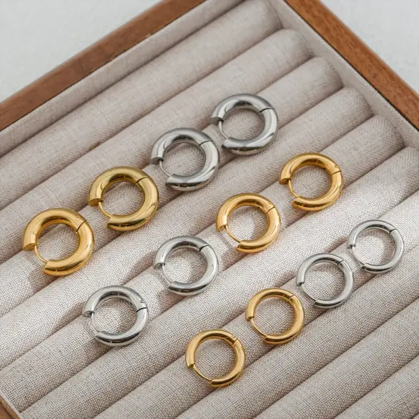 Ion Plating (IP) Round 304 Stainless Steel Casual Simple Style Waterproof Non Tarnish Earrings