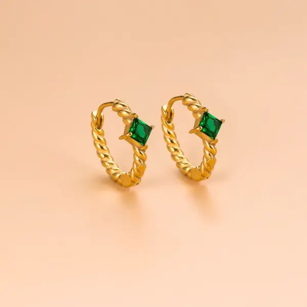 Wholesale 1 Pair Fashion Geometric Gold Plated 304 Stainless Steel Zircon Stainless Steel Earrings