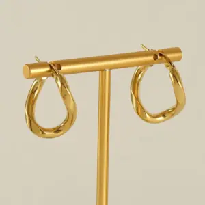 Wholesale 1 Pair Simple Style Geometric Irregular Stainless Steel 18k Gold Plated Hoop Earrings
