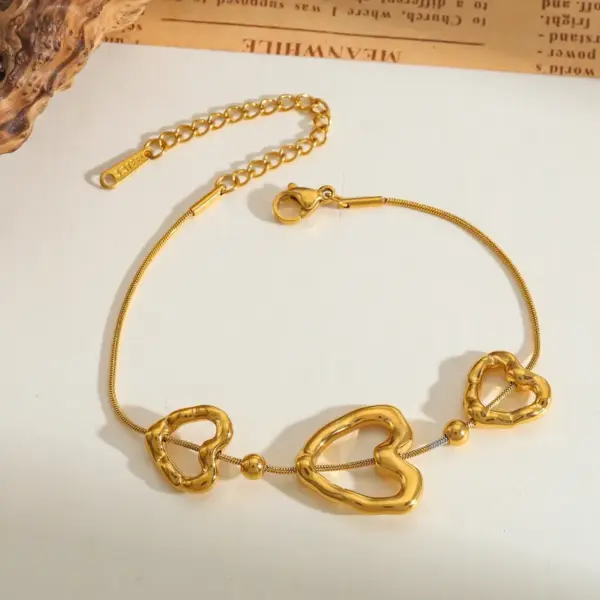 Wholesale 304 Stainless Steel Vacuum Electroplating (In Furnace) Plated 18K Real Gold Love Heart Necklace/Bracelet/Earrings