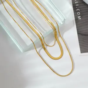Wholesale PVD Coated 18K Gold Plated Geometric 304 Stainless Steel Fashion Waterproof Non Tarnish 304 Stainless Steel Necklace