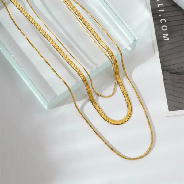 Wholesale PVD Coated 18K Gold Plated Geometric 304 Stainless Steel Fashion Waterproof Non Tarnish 304 Stainless Steel Necklace