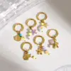 PVD Coated Real Gold Plated Starfish Flower Shell 304 Stainless Steel Marine Style Waterproof Non Tarnish Charm Sleeper Hoop Earrings Drop Earrings