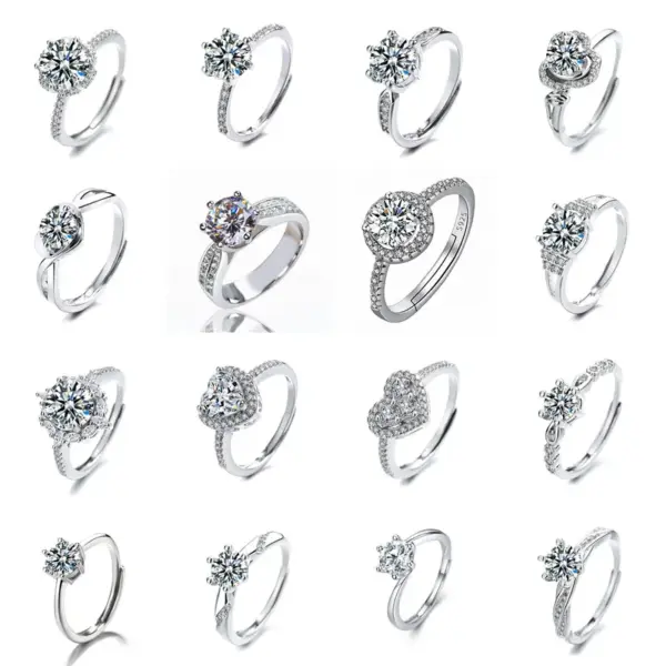 Wholesale Fashion Heart Shape Copper Inlay Zircon Open Ring