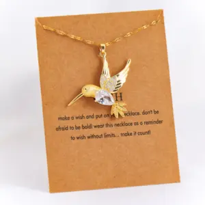 Wholesale Stainless Steel 18K Gold Plated Vintage Style Plating Inlay Bird Rhinestones Zircon Pendant Necklace