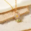 Wholesale 304 Stainless Steel Copper K Gold Plated Inlay Sunflower Zircon Copper Necklaces