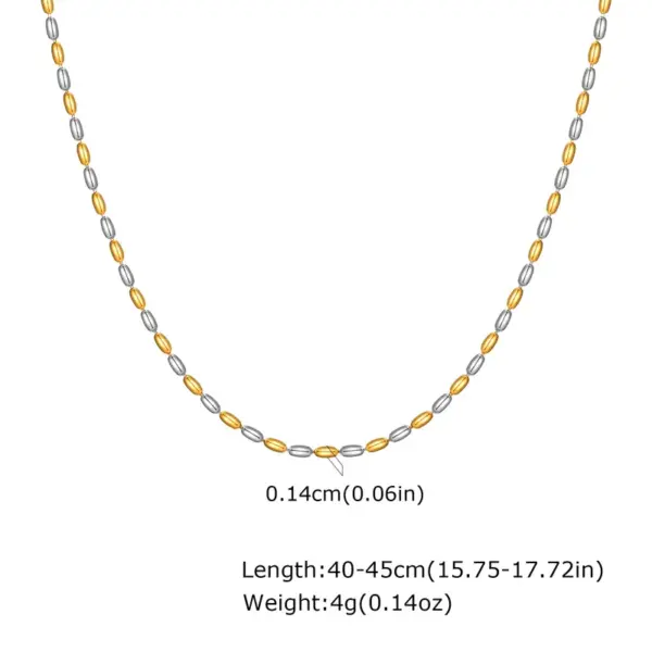 201 Stainless Steel Solid Color PVD Coated Real Gold Plated 18K Gold Basic Simple Style Waterproof Non Tarnish Olive Bead Necklace Necklace