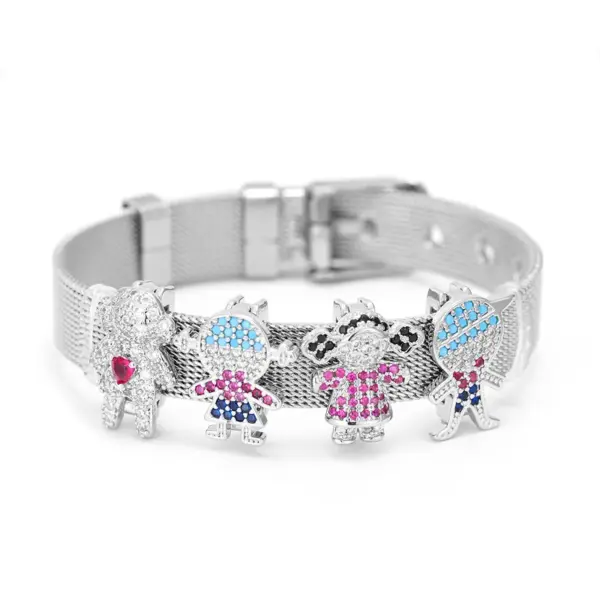 Wholesale TK Explosive Stainless Steel Strap Bracelet DIY Accessories Happy Boys Girls Exquisite Zircon Bracelet Accessories