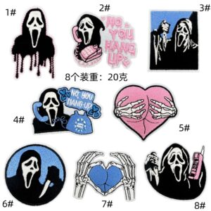 Skull cloth patch set of 8 pieces