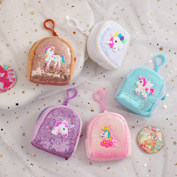 Wholesale New Sequin Unicorn Coin Purse Children's Portable Coin Headset Storage Bag