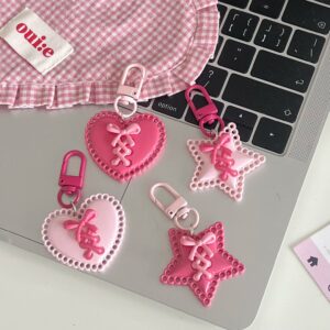 Wholesale Hollow Strap Star Keychain Girl Sweet Five-pointed Star Pendant Cute Bow Girlfriend Pendant Accessories