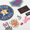 Wholesale Elegant embroidery computer embroidery stickers cute rabbit round badge English letter series clothing bag decorative cloth stickers