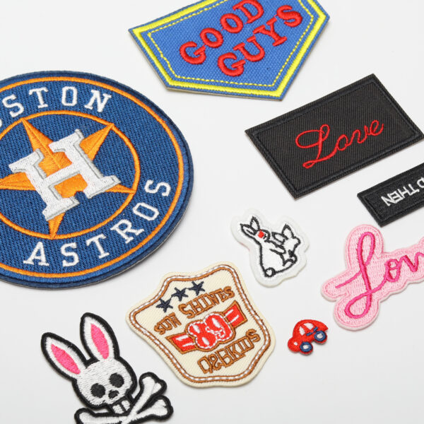 Wholesale Elegant embroidery computer embroidery stickers cute rabbit round badge English letter series clothing bag decorative cloth stickers