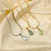 Wholesale Jewelry Beach Water Droplets 304 Stainless Steel Rhinestones 18K Gold Plated White Gold Plated Plating Inlay Pendant Necklace