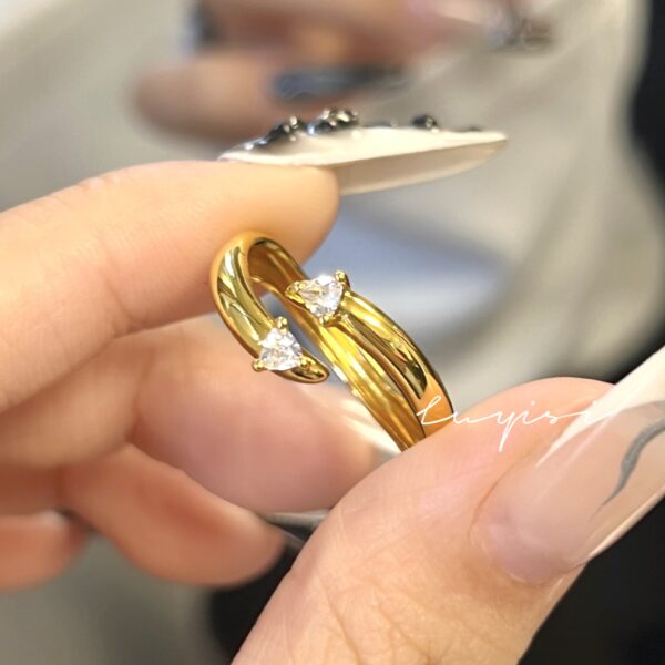 Wholesale Minimalist plain ring horse eye zircon ring women's simple all-match food finger ring thickened 18K plated adjustable ring