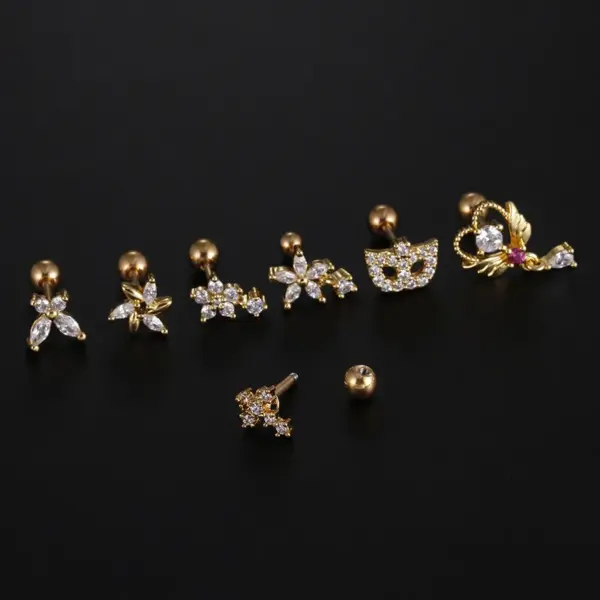 Wholesale Fashion Cross Star Butterfly Stainless Steel Inlay Zircon Ear Studs 1 Piece