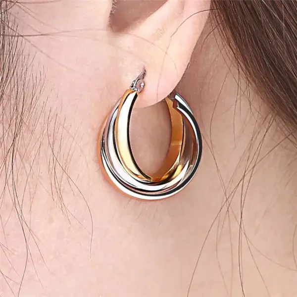 Wholesale Simple Style Geometric Circle Stainless Steel Round Ellipse Earrings