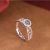 Wholesale "Bibo" Silver Plated Ruyi Chalcedony Ring Light Luxury Fashion Silk Hollow Zircon Finger Ring Mother's Day Gift
