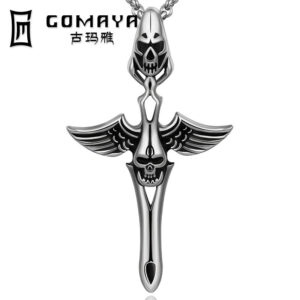 oly-53f7f411cd9484f0abec14bf1f8a5686 Wholesale Temu hot sale creative angel and devil necklace men's retro fashion jewelry cross-border supply