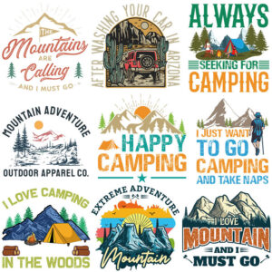 Wholesale Mountain landscape letter heat transfer pattern