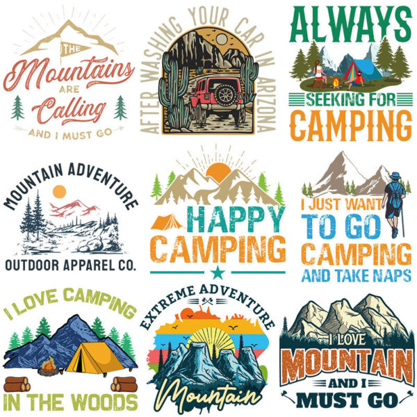 Wholesale Mountain landscape letter heat transfer pattern