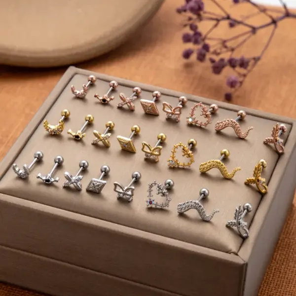 1 Piece Ear Cartilage Rings & Studs Vintage Style French Style Simple Style Moon Heart Shape Butterfly 316L Stainless Steel Copper Waterproof Non Tarnish Surgical Steel Zircon