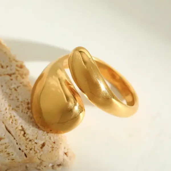 PVD Coated Real Gold Plated 18K Gold Irregular Geometric 304 Stainless Steel Casual Elegant Simple Style Waterproof Non Tarnish Open Rings