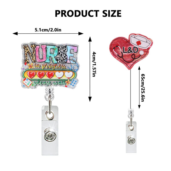 Wholesale Medical and nursing series of care-filled nurse caps, acrylic easy-open buckle, telescopic rotating doctor and nurse ID card buckle, easy-open.