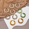 Wholesale 1 Pair Retro Exaggerated Circle Round Plating 304 Stainless Steel Arylic Resin 18K Gold Plated Hoop Earrings