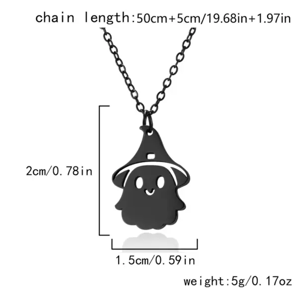 Wholesale 201 Stainless Steel Pumpkin Ghost Spider Plated KC Golden Plated Funny Asymmetrical Hollow Out O-shaped Chain Gold Black Pendant Necklace
