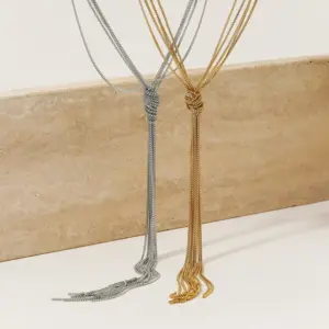 Wholesale PVD Coated Real Gold Plated 16K Gold White Gold Plated Geometric 304 Stainless Steel Exaggerated Modern Style Waterproof Non Tarnish 304 Stainless Steel Sweater Chain