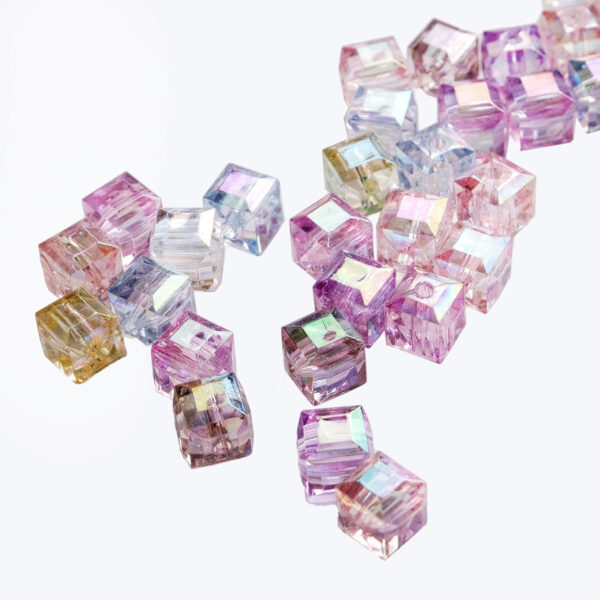 Wholesale 8mm multi-cut acrylic high-transparency square beads colorful three-dimensional loose beads diy bracelet earrings necklace accessories