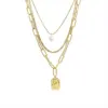 Wholesale PVD Coated Real Gold Plated 18K Gold Geometric 304 Stainless Steel Fashion Waterproof Non Tarnish 304 Stainless Steel Necklace