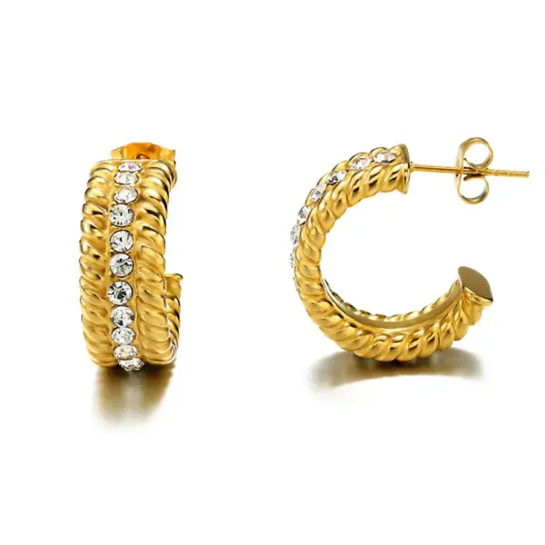 Wholesale Real Gold Plated C Shape Flower 304 Stainless Steel IG Style Simple Style Waterproof Non Tarnish Earrings Ear Studs