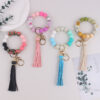 Wholesale Food Grade Silicone Bead Key Bracelet Printed Silicone Wrist Keychain