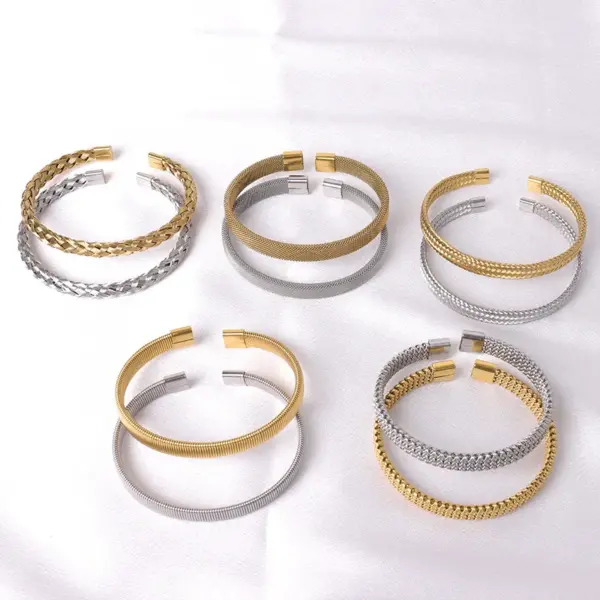 Wholesale Casual Simple Style Solid Color Stainless Steel Plating Bangle