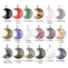 Wholesale Natural crystal agate stone 30mm moon pendant necklace pendant