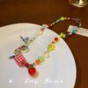 Wholesale Summer Dopamine Color Beaded Necklace Exquisite Niche Sweet Necklace Elegant Bow Clavicle Chain Choker