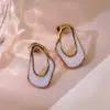 304 Stainless Steel Asymmetrical Irregular Electroplating Golden Plated Elegant Simple Style Waterproof Non Tarnish Asymmetrical Hoop Earrings