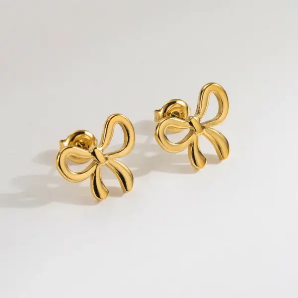 1 Pair Cute Simple Style Classic Style Bow Knot Plating 304 Stainless Steel 14K Gold Plated Stainless Steel Earrings