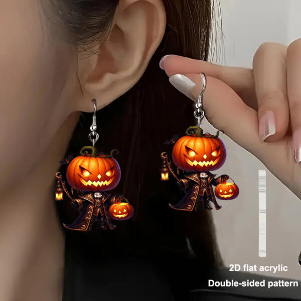 Wholesale Halloween scary pumpkin man flat acrylic earrings