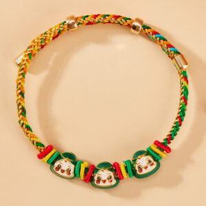 Gold color thread three green rice dumplings baby bracelet