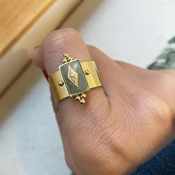 Wholesale PVD Coated 18K Gold Real Gold Plated Geometric 304 Stainless Steel Retro Waterproof Non Tarnish