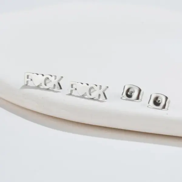 PVD Coated 18K Gold Real Gold Plated Letter 304 Stainless Steel Fashion Waterproof Non Tarnish Ear Studs