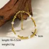 Wholesale Simple Style Round Stainless Steel Imitation Pearl Plating 18k Gold Plated Bracelets Necklace