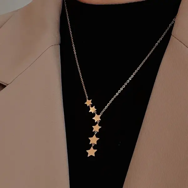 Wholesale 1 Piece Fashion Star Titanium Steel Plating Necklace
