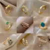 Wholesale Fashion Leaf Flower Bow Knot Copper Plating Inlay Pearl Zircon Open Ring 1 Piece