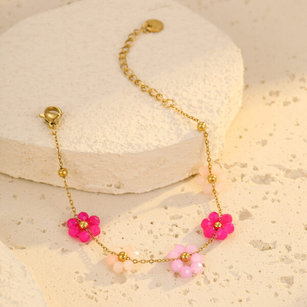 Wholesale Cross-border European and American New Bracelet Niche Colorful Flower Beaded Bracelet Women's Fashion Bracelet Light Luxury Elegant Jewelry